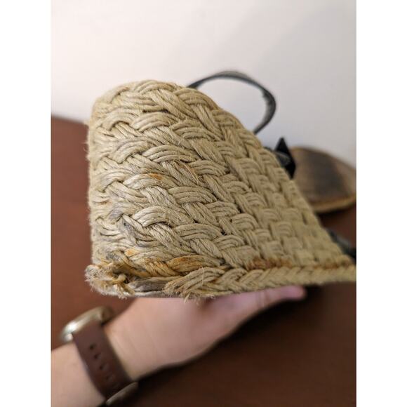 Lauren Ralph Lauren Shoes Espadrille Black Patent Leather Tan Woman’s Size 11 - Picture 7 of 8